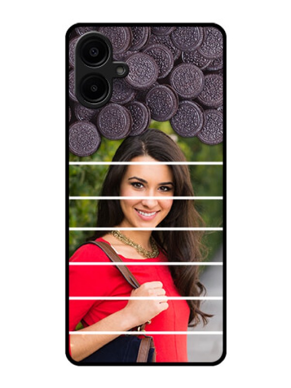 Custom Galaxy M06 Custom Glass Phone Case - With Oreo Biscuit Design