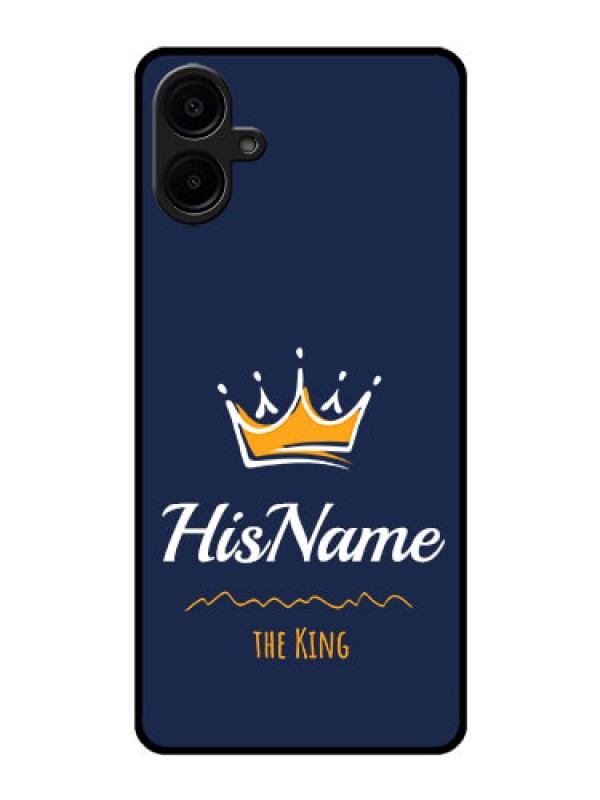 Custom Galaxy M06 Custom Glass Phone Case - King With Name Design