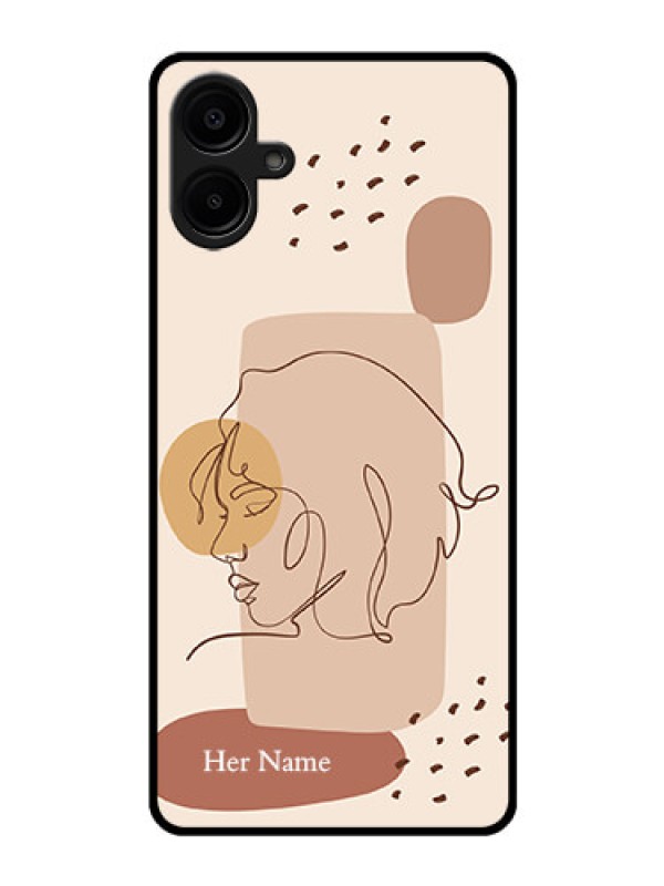 Custom Galaxy M06 Custom Glass Phone Case - Calm Woman Line Art Design