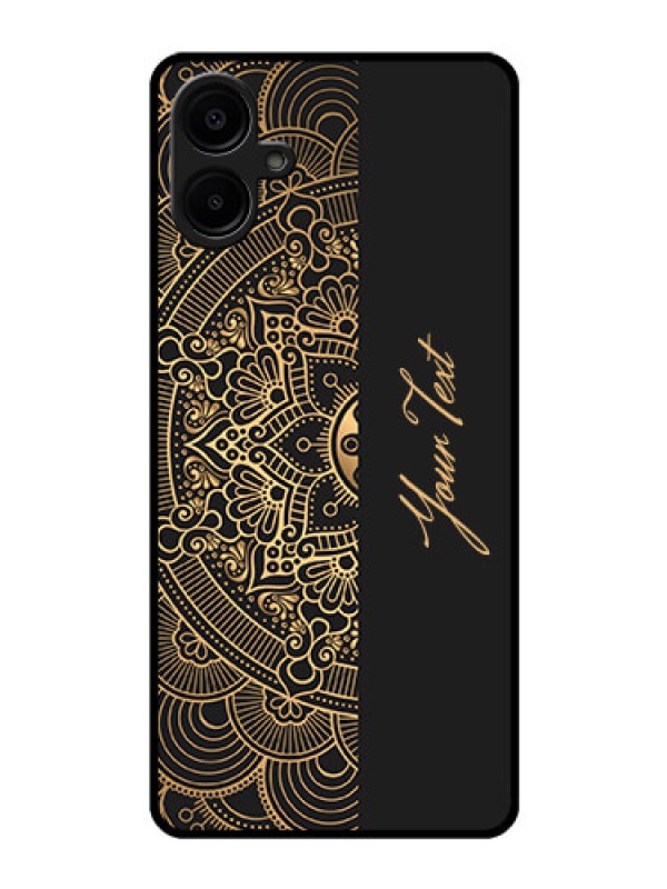 Custom Galaxy M06 Custom Glass Phone Case - Mandala Art With Custom Text Design