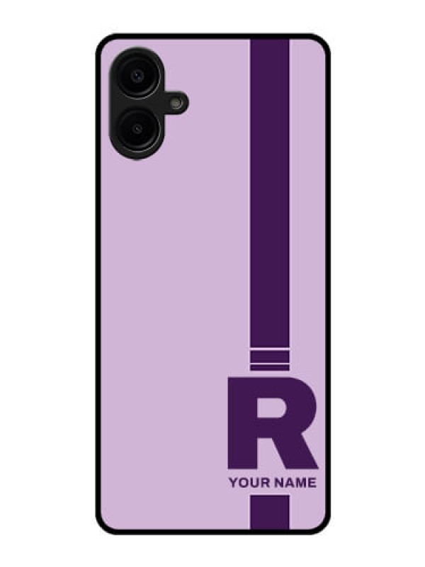 Custom Galaxy M06 Custom Glass Phone Case - Simple Dual Tone Stripe With Name Design