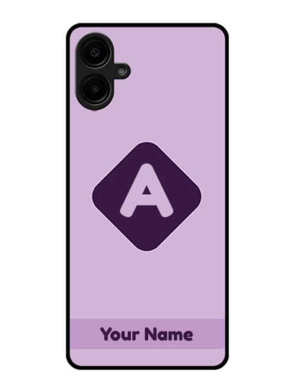 Custom Galaxy M06 Custom Glass Phone Case - Custom Letter In Curved Badge Design