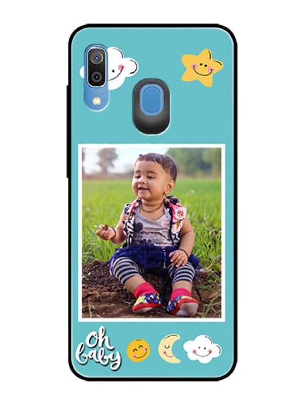 Custom Galaxy M10s Personalized Glass Phone Case  - Smiley Kids Stars Design