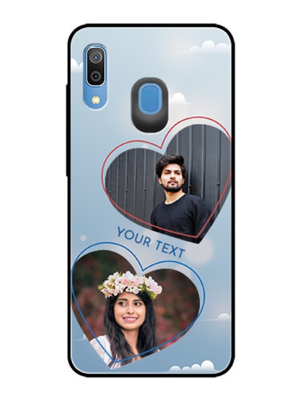 Custom Galaxy M10s Custom Glass Mobile Case  - Blue Color Couple Design 