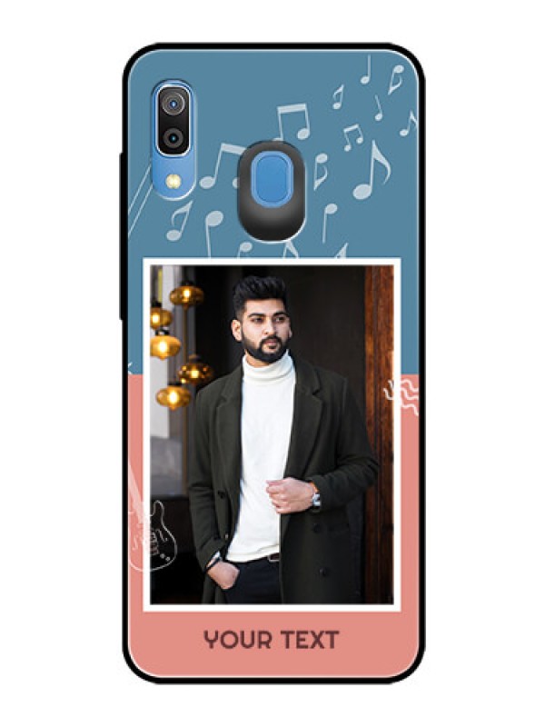 Custom Galaxy M10s Photo Printing on Glass Case  - with Color Musical Note Design