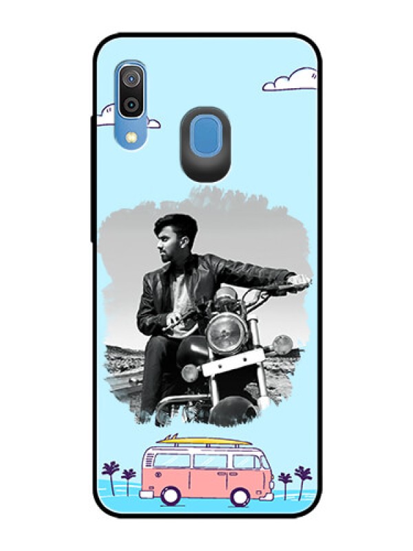 Custom Galaxy M10s Photo Printing on Glass Case  - Travel & Adventure Design