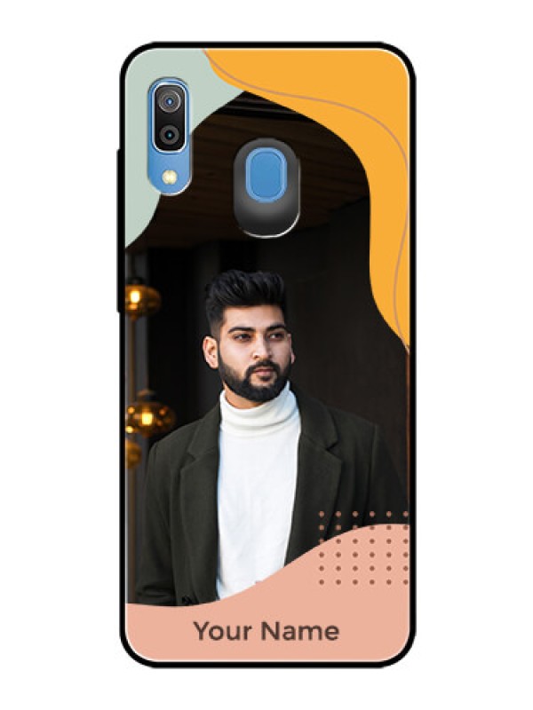 Custom Galaxy M10s Personalized Glass Phone Case - Tri-coloured overlay design