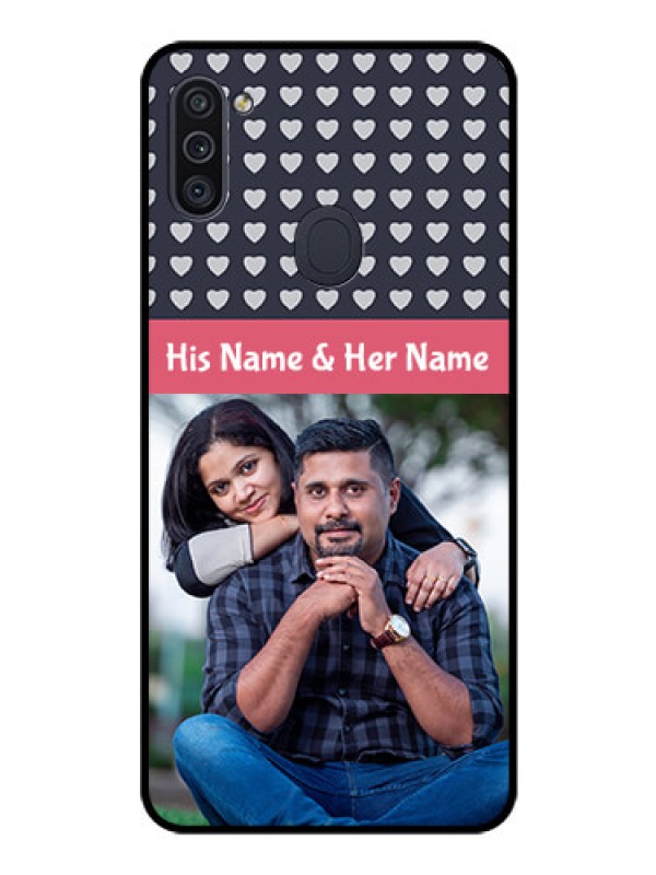 Custom Galaxy M11 Custom Glass Mobile Case - Love Symbols Design