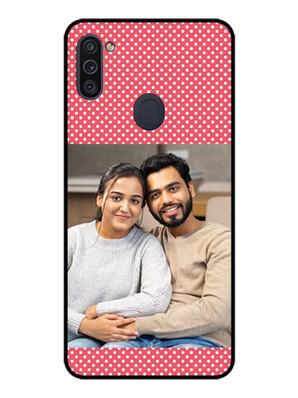 Custom Galaxy M11 Custom Glass Phone Case - White Dotted Design