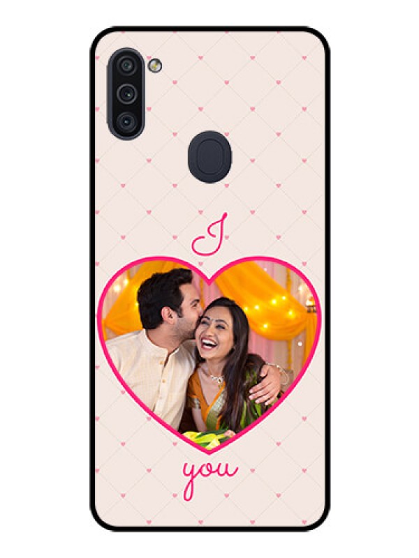 Custom Galaxy M11 Custom Glass Mobile Case - Heart Shape Design