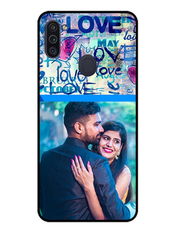 Custom Galaxy M11 Custom Glass Mobile Case - Colorful Love Design