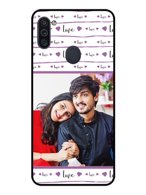 Custom Galaxy M11 Custom Glass Mobile Case - Couples Heart Design