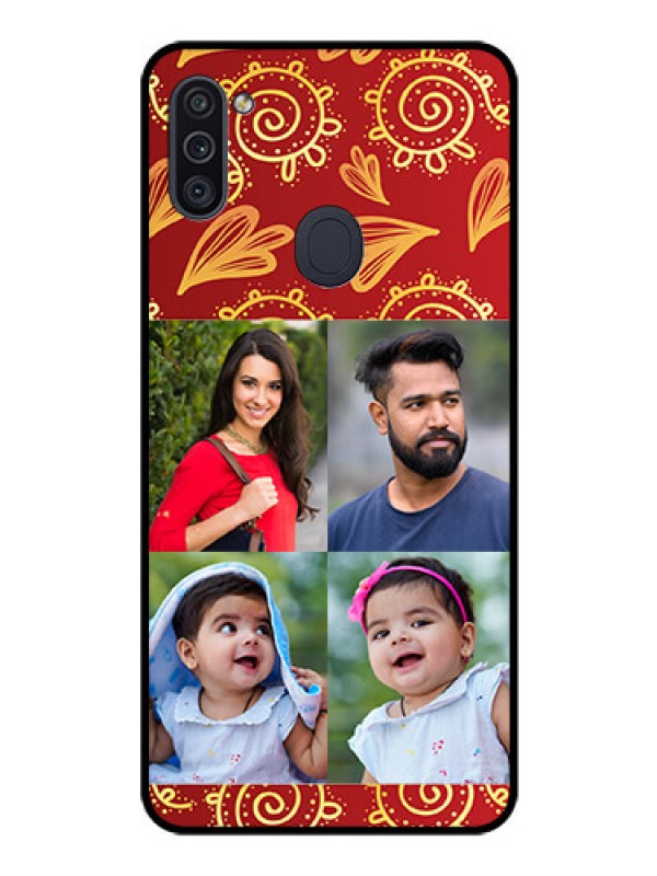 Custom Galaxy M11 Photo Printing on Glass Case - 4 Image Traditional Design