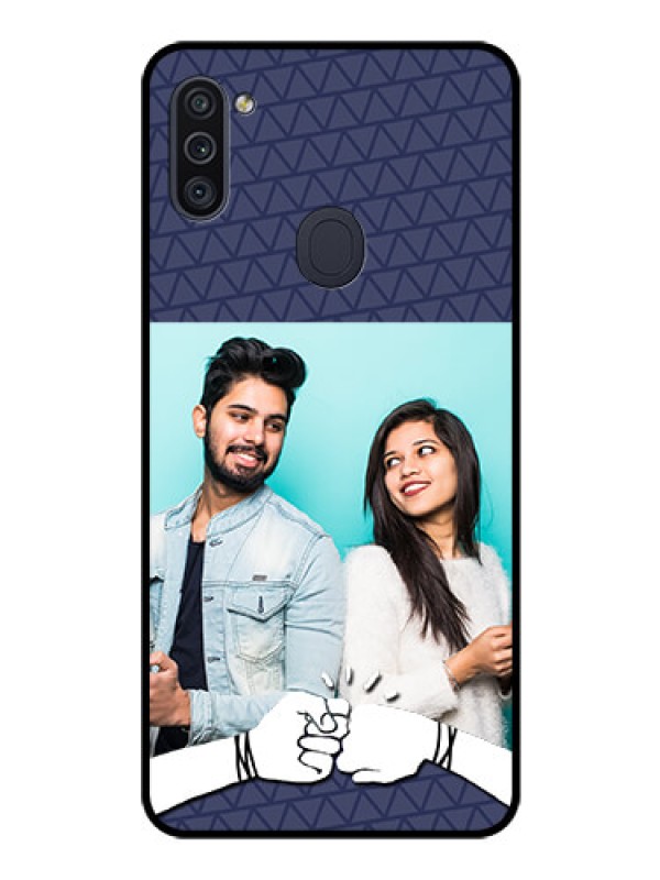 Custom Galaxy M11 Photo Printing on Glass Case - with Best Friends Design 