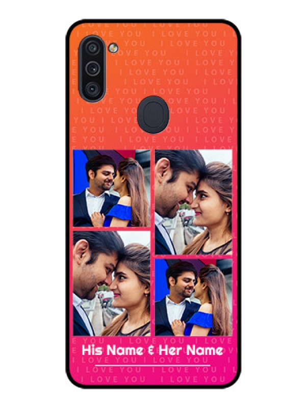 Custom Galaxy M11 Custom Glass Phone Case - I Love You Pink Design