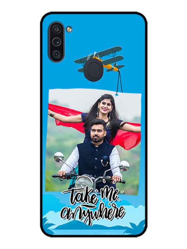 Custom Galaxy M11 Custom Glass Mobile Case - Traveller Design 