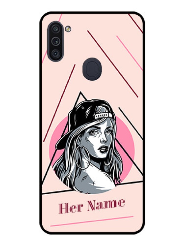 Custom Galaxy M11 Personalized Glass Phone Case - Rockstar Girl Design