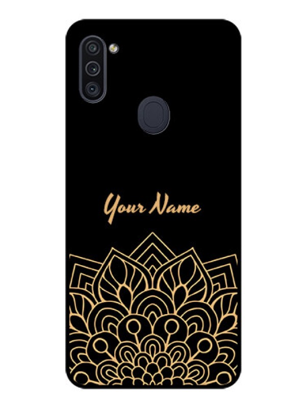 Custom Galaxy M11 Custom Glass Phone Case - Golden mandala Design