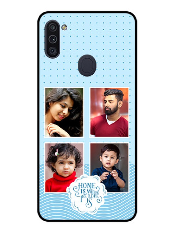 Custom Galaxy M11 Custom Glass Phone Case - Cute love quote with 4 pic upload Design