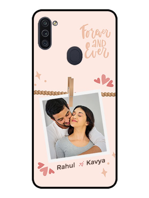 Custom Galaxy M11 Custom Glass Phone Case - Forever and ever love Design