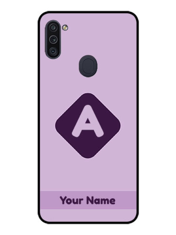 Custom Galaxy M11 Custom Glass Mobile Case - Custom Letter in curved badge Design