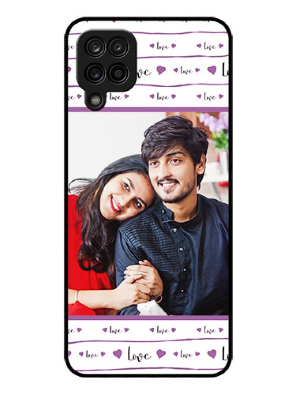Custom Galaxy M12 Custom Glass Mobile Case - Couples Heart Design