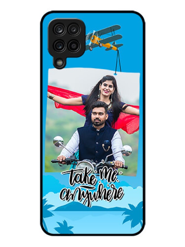 Custom Galaxy M12 Custom Glass Mobile Case - Traveller Design 