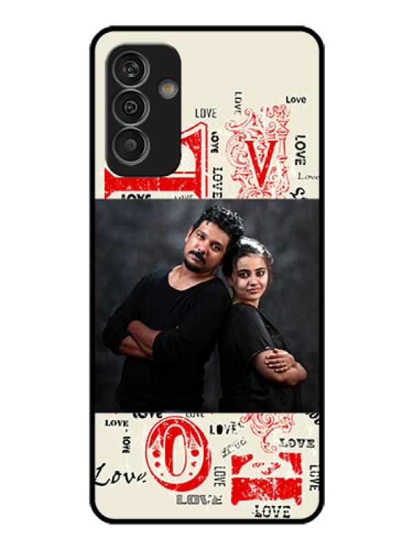 Custom Galaxy M13 4G Photo Printing on Glass Case - Trendy Love Design Case