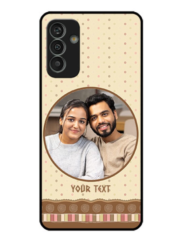 Custom Galaxy M13 4G Custom Glass Mobile Case - Brown Dotted Mobile Case Design