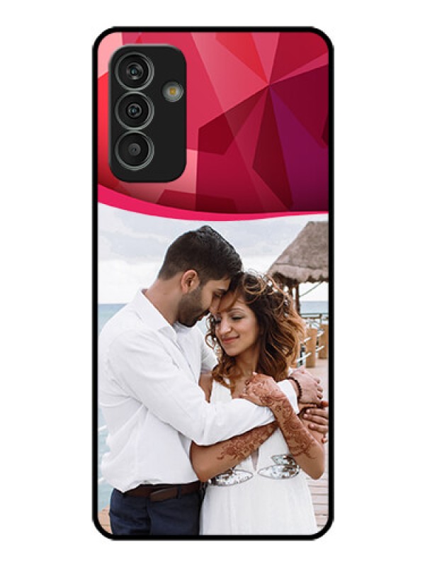 Custom Galaxy M13 4G Custom Glass Mobile Case - Red Abstract Design