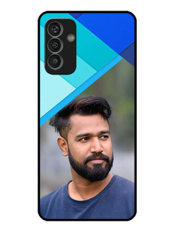 Custom Galaxy M13 4G Custom Glass Phone Case - Blue Pattern Design