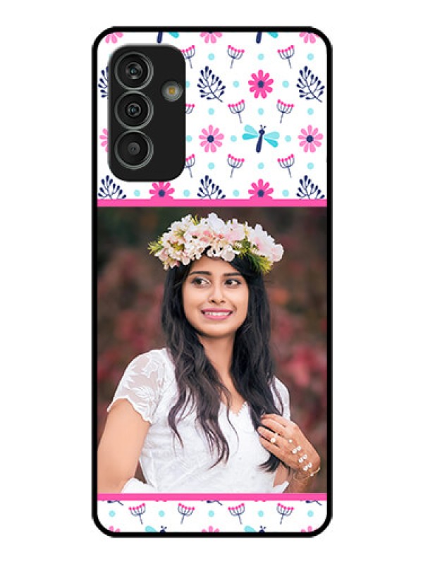 Custom Galaxy M13 4G Photo Printing on Glass Case - Colorful Flower Design