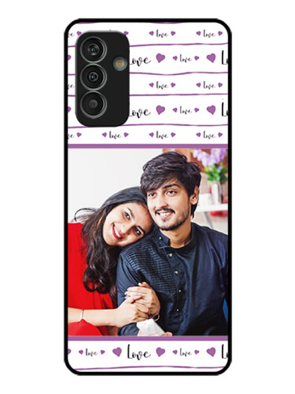 Custom Galaxy M13 4G Custom Glass Mobile Case - Couples Heart Design
