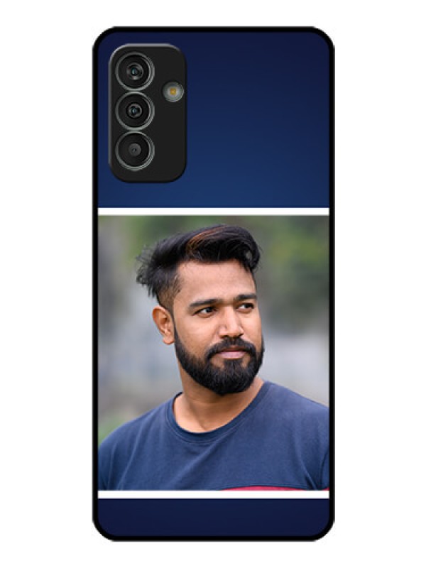 Custom Galaxy M13 4G Personalized Glass Phone Case - Simple Royal Blue Design