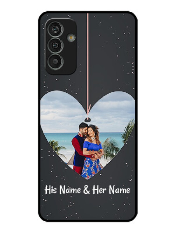Custom Galaxy M13 4G Custom Glass Phone Case - Hanging Heart Design