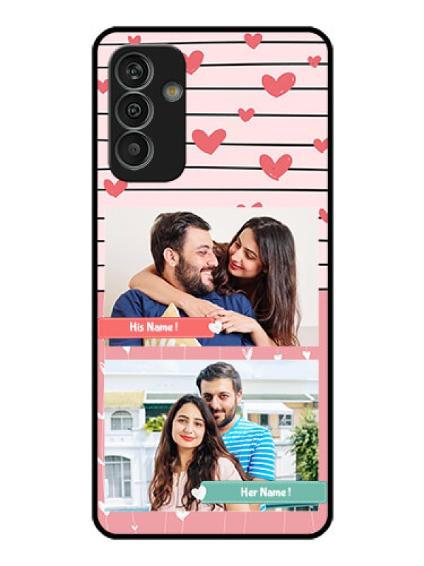 Custom Galaxy M13 4G Custom Glass Mobile Case - Photo with Heart Design
