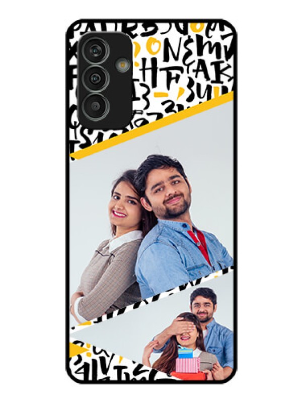 Custom Galaxy M13 4G Custom Glass Mobile Case - Letters Pattern Design