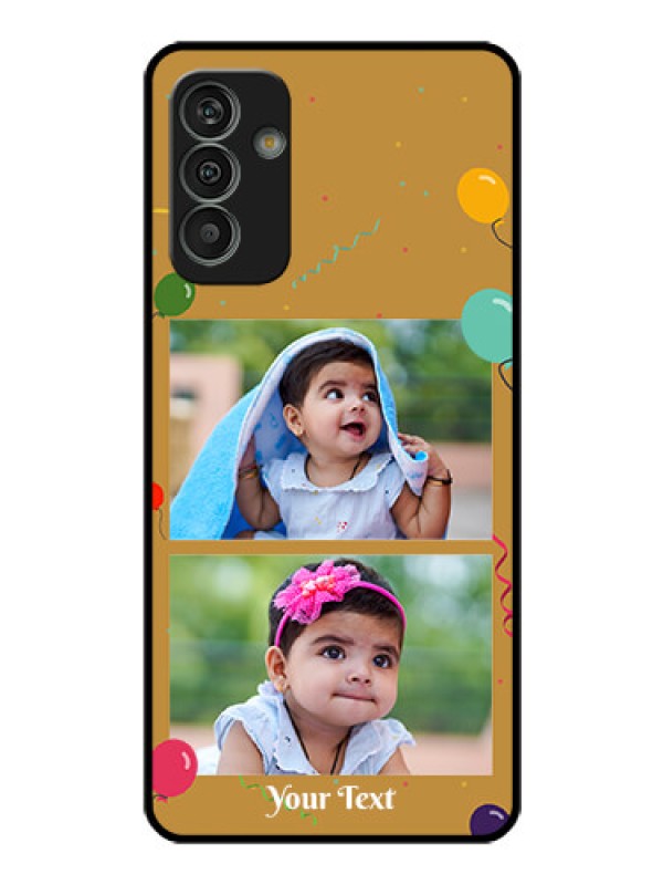 Custom Galaxy M13 4G Personalized Glass Phone Case - Image Holder with Birthday Celebrations Design