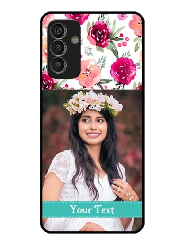 Custom Galaxy M13 4G Custom Glass Phone Case - Watercolor Floral Design