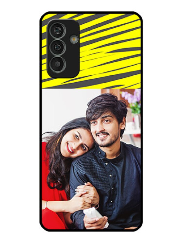 Custom Galaxy M13 4G Photo Printing on Glass Case - Yellow Abstract Design