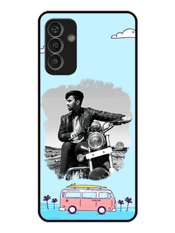Custom Galaxy M13 4G Photo Printing on Glass Case - Travel & Adventure Design