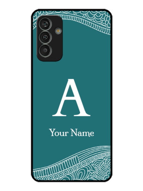 Custom Galaxy M13 4G Personalized Glass Phone Case - line art pattern with custom name Design