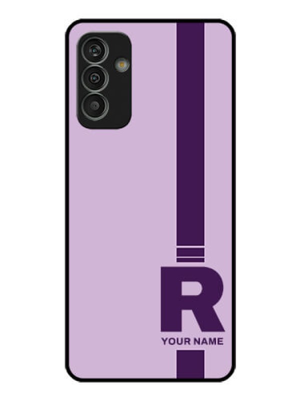 Custom Galaxy M13 4G Photo Printing on Glass Case - Simple dual tone stripe with name Design