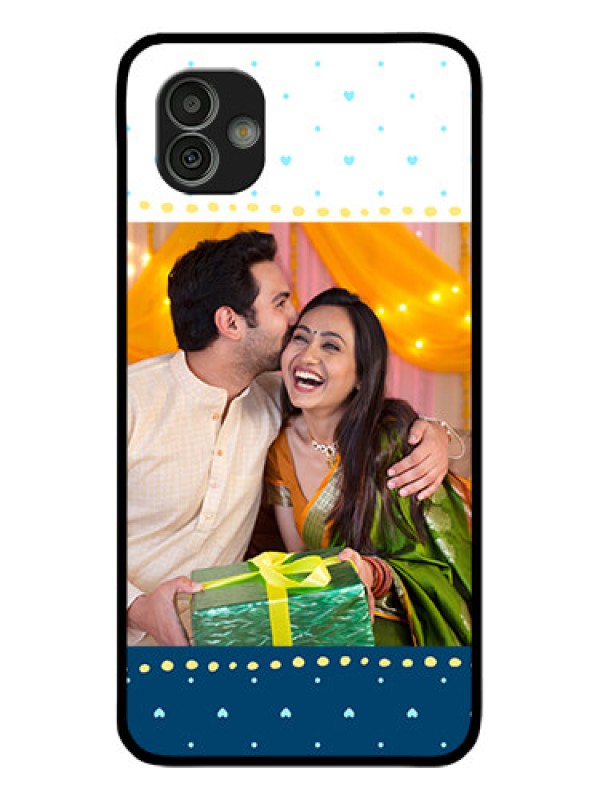 Custom Samsung Galaxy M13 5G Personalized Glass Phone Case - White and Blue Abstract Design