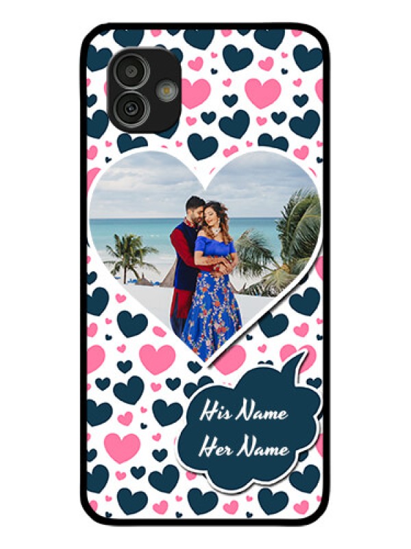 Custom Samsung Galaxy M13 5G Custom Glass Phone Case - Pink & Blue Heart Design