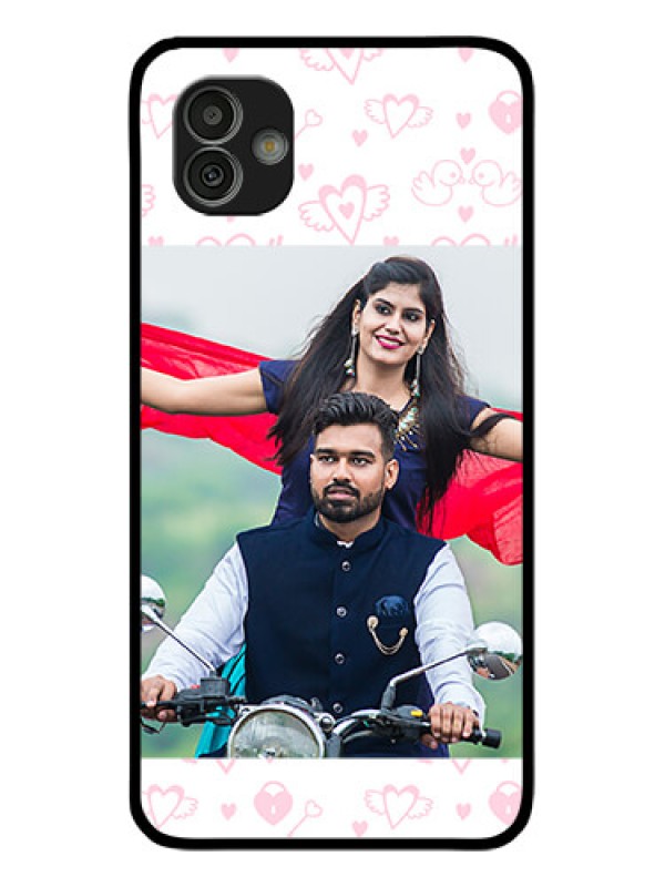 Custom Samsung Galaxy M13 5G Custom Glass Mobile Case - Pink Flying Heart Design