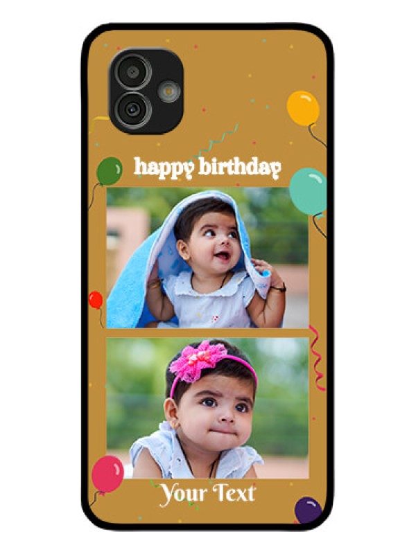 Custom Samsung Galaxy M13 5G Personalized Glass Phone Case - Image Holder with Birthday Celebrations Design