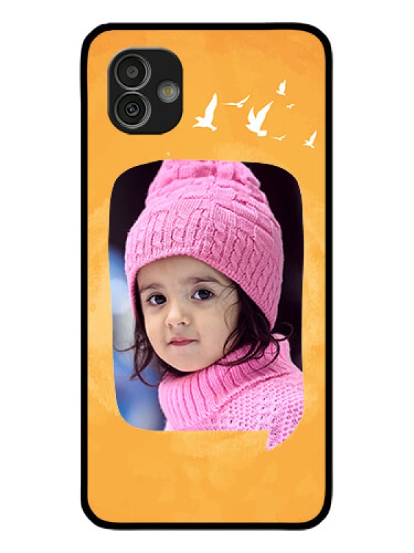 Custom Samsung Galaxy M13 5G Personalized Glass Phone Case - Water Color Design with Bird Icons