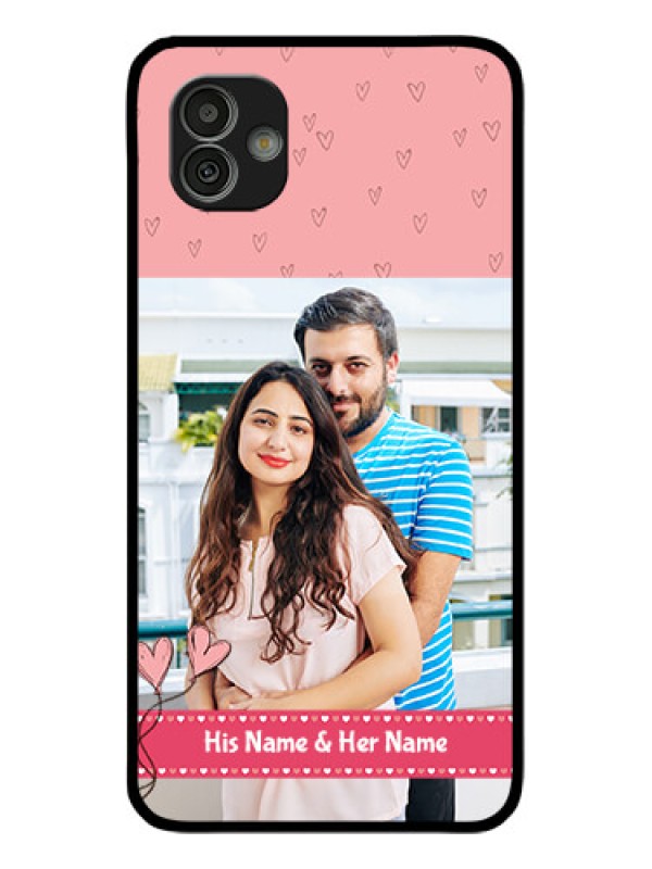 Custom Samsung Galaxy M13 5G Personalized Glass Phone Case - Love Design Peach Color