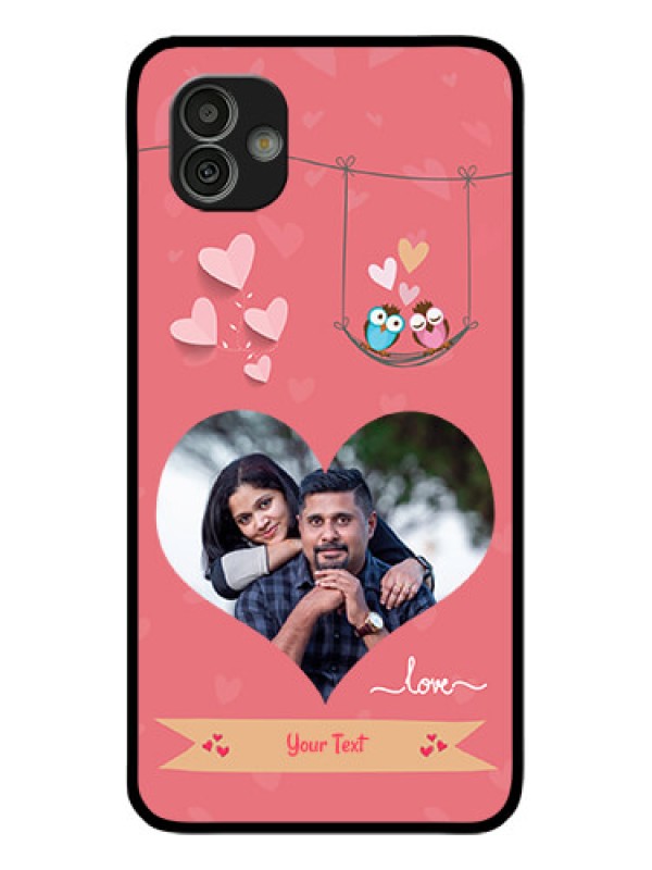 Custom Samsung Galaxy M13 5G Personalized Glass Phone Case - Peach Color Love Design